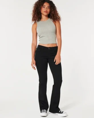 Schwarze Bootcut-Jeans mit niedriger Leibhöhe