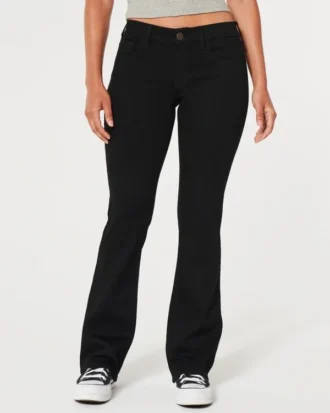 Schwarze Bootcut-Jeans mit niedriger Leibhöhe