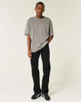 Schwarze, nicht ausbleichende Straight-Jeans