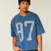 Schweres, baggy geschnittenes, kurzes Football-T-Shirt mit Grafikprint Schweres, baggy geschnittenes, kurzes Football-T-Shirt mit Grafikprint