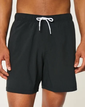 Seersucker-Volley-Badehose, mittellang