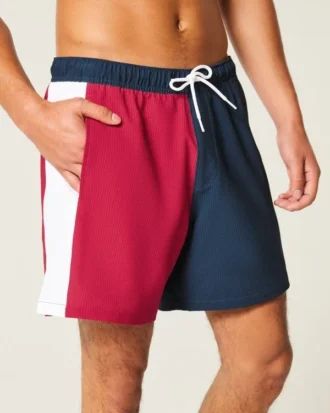 Seersucker-Volley-Badehose, mittellang