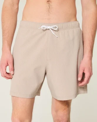 Seersucker-Volley-Badehose, mittellang