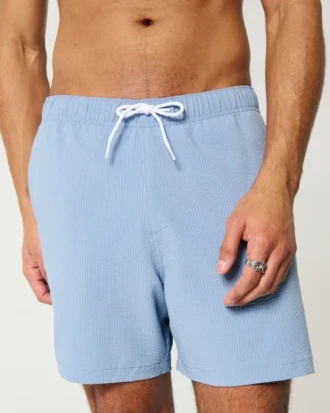 Seersucker-Volley-Badehose, mittellang