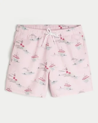 Seersucker-Volley-Badehose, mittellang