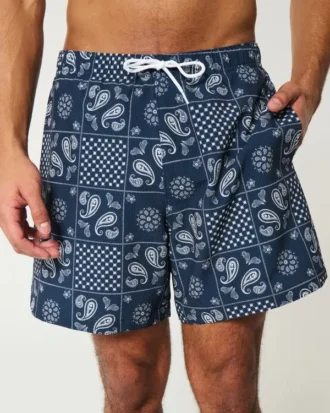 Seersucker-Volley-Badehose, mittellang
