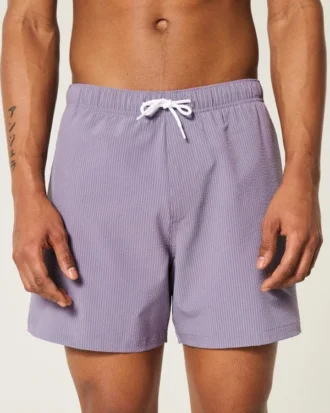 Seersucker-Volley-Badehose, mittellang