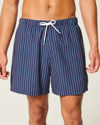 Seersucker-Volley-Badehose, mittellang