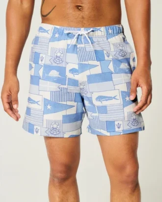 Seersucker-Volley-Badehose, mittellang