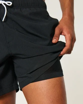 Seersucker-Volley-Badehose, mittellang