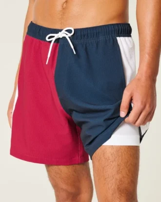 Seersucker-Volley-Badehose, mittellang