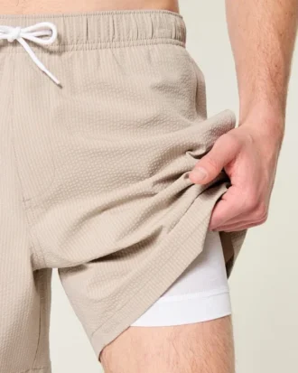 Seersucker-Volley-Badehose, mittellang