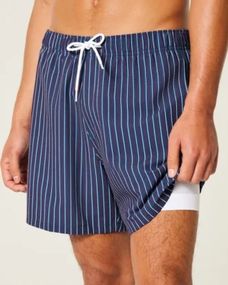 Seersucker-Volley-Badehose, mittellang