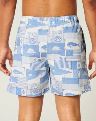 Seersucker-Volley-Badehose, mittellang