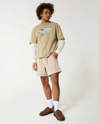 Shorts aus Leinenmischung, mittellang, zum Hineinschlüpfen