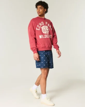 Shorts mit amerikanischem Flaggenmuster, Länge bis zur Mitte des Oberschenkels