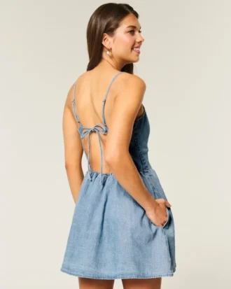 Skort-Kleid aus Leinenmischung mit offenem Rücken