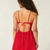 Skort-Kleid aus Leinenmischung mit offenem Rücken Skort-Kleid aus Leinenmischung mit offenem Rücken