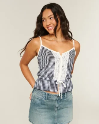 Spitzen-Detail-Peplum-Top
