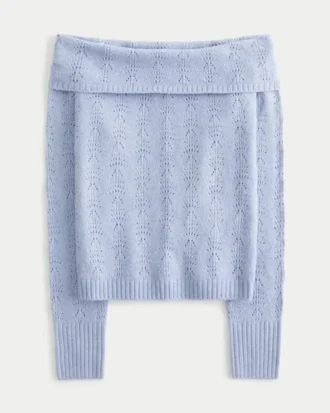 Stitchy Off-the-Shoulder-Pullover