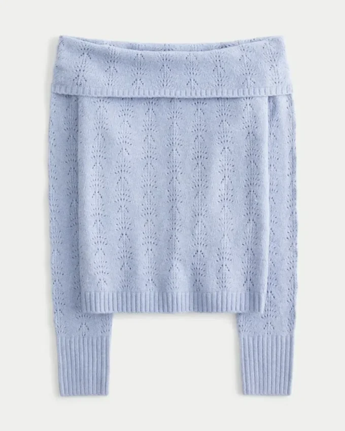 Stitchy Off-the-Shoulder-Pullover