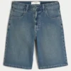 Superbaggy-Jeansshorts in dunkler Waschung, knielang Superbaggy-Jeansshorts in dunkler Waschung, knielang