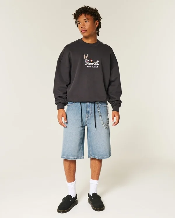 Superbaggy-Jeansshorts in mittlerer Waschung Superbaggy-Jeansshorts in mittlerer Waschung