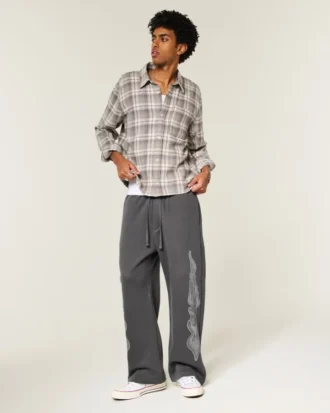 Superbaggy-Sweathose mit Double-Flame-Grafik