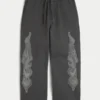Superbaggy-Sweathose mit Double-Flame-Grafik Superbaggy-Sweathose mit Double-Flame-Grafik