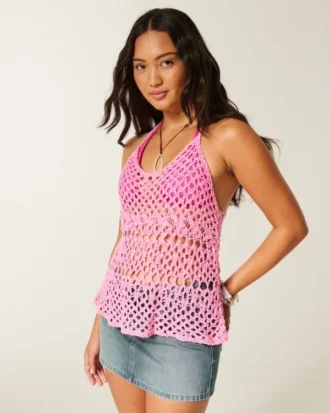 Tanktop im Racerback-Stil mit Häkeloptik
