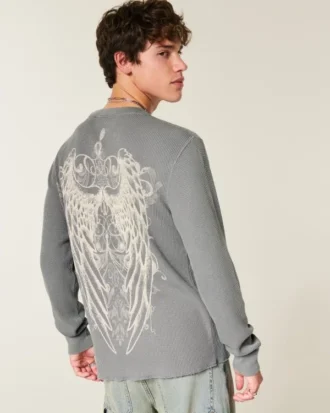 Thermoshirt mit Rosen- und Engelsflügel-Motiv