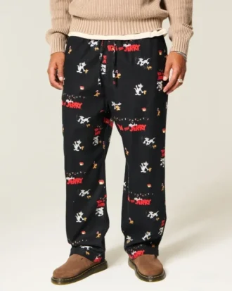 Tom und Jerry Grafik-Flanell-Schlafanzughose