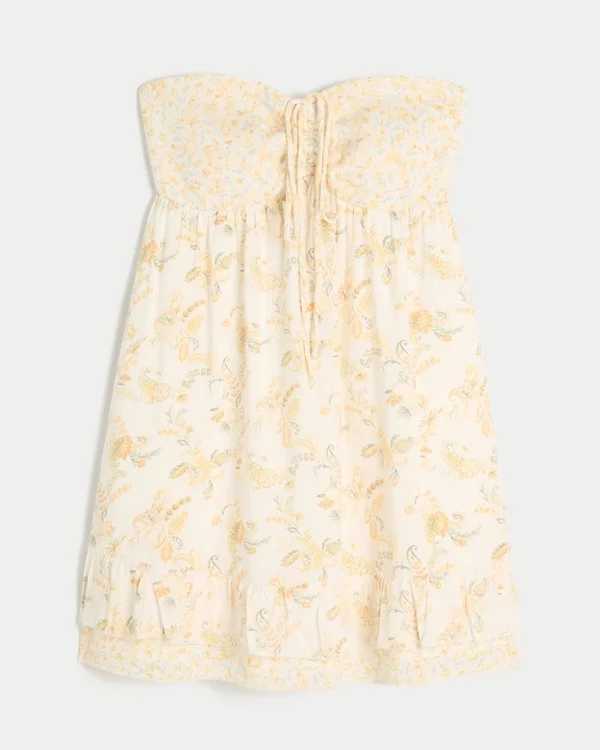 Trägerloses Babydoll-Minikleid mit Rüschen Trägerloses Babydoll-Minikleid mit Rüschen