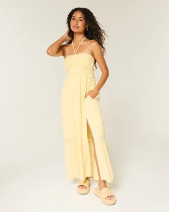 Trägerloses, geflochtenes Maxikleid