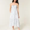 Trägerloses Maxikleid mit Smokarbeit