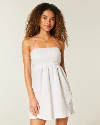 Trägerloses Mini-Kleid aus Frottee