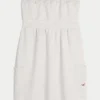 Trägerloses Mini-Kleid aus Frottee Trägerloses Mini-Kleid aus Frottee