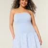 Trägerloses Minikleid aus Strickgewebe mit tiefem Taillenbund Trägerloses Minikleid aus Strickgewebe mit tiefem Taillenbund