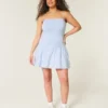 Trägerloses Minikleid aus Strickgewebe mit tiefem Taillenbund Trägerloses Minikleid aus Strickgewebe mit tiefem Taillenbund