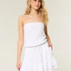Trägerloses Minikleid mit Kordelzug und Blouson-Schnitt Trägerloses Minikleid mit Kordelzug und Blouson-Schnitt