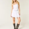 Trägerloses Minikleid mit Kordelzug und Blouson-Schnitt Trägerloses Minikleid mit Kordelzug und Blouson-Schnitt