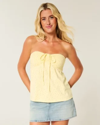 Trägerloses, tailliertes Babydoll-Oberteil