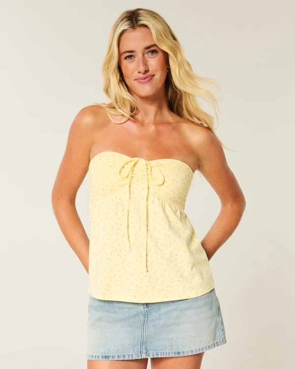 Trägerloses, tailliertes Babydoll-Oberteil Trägerloses, tailliertes Babydoll-Oberteil