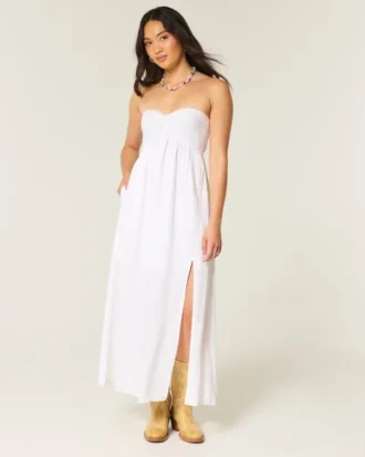 Trägerloses Twist-Maxikleid