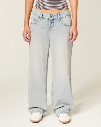 Ultra-Low-Rise-Baggy-Jeans in heller Waschung