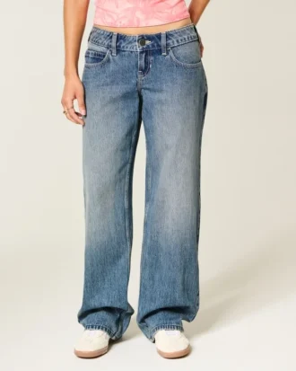 Ultra Low-Rise Dark Wash Baggy Jeans