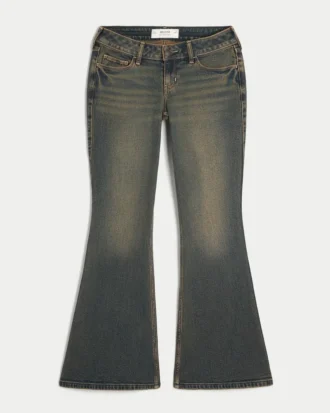 Ultra Low-Rise Dark Wash Flare Jeans