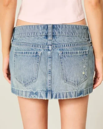 Ultra Low-Rise Denim Micro Mini Skort