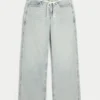 Ultra Low-Rise Light Wash Mini Waistband Shoelace Baggy Jeans Ultra Low-Rise Light Wash Mini Waistband Shoelace Baggy Jeans