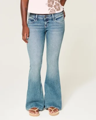 Ultra Low-Rise Medium Wash Flare Jeans